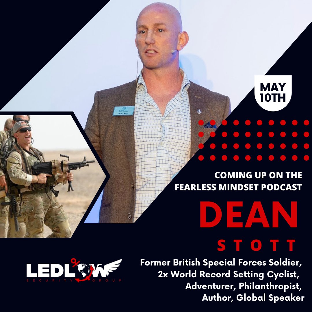 MarkLedlow's tweet photo. We hope you tune in for this special episode with Dean Stott on May 10th. We will also be hosting a live LinkedIn stream event at 11:30 AM for a Q &A with the audience. .@DeanStottSBS
#fearlessmindsetpodcast #deanstott #specialguest #podcast #markledlow #ledlowsecurity https://t.co/zU0HAEe80V