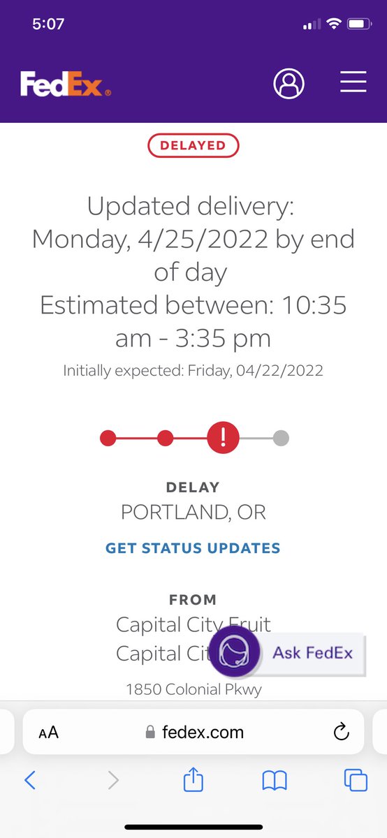 Another day, another <a href="/FedEx/">FedEx</a> delay. They are sooooooo terrible. Can’t wait to receive my rotten fruit basket after three delays.#sundayvibes #Pathetic