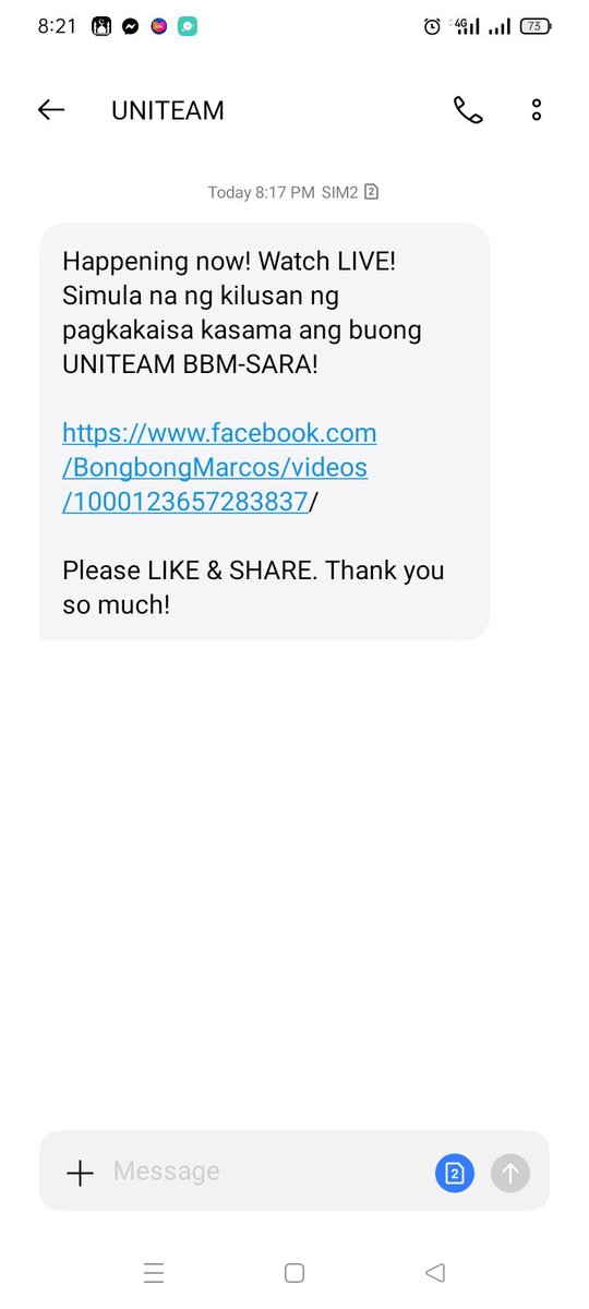 RkMaruhom's tweet photo. Kailangan ba nila gawin to? Bakit may pa-message pa ng ganito? 😤 DESPERATE na ba sila?

#KulayRosasAngBukas 
@lenirobredo @kikopangilinan https://t.co/l2pqlNOgkK