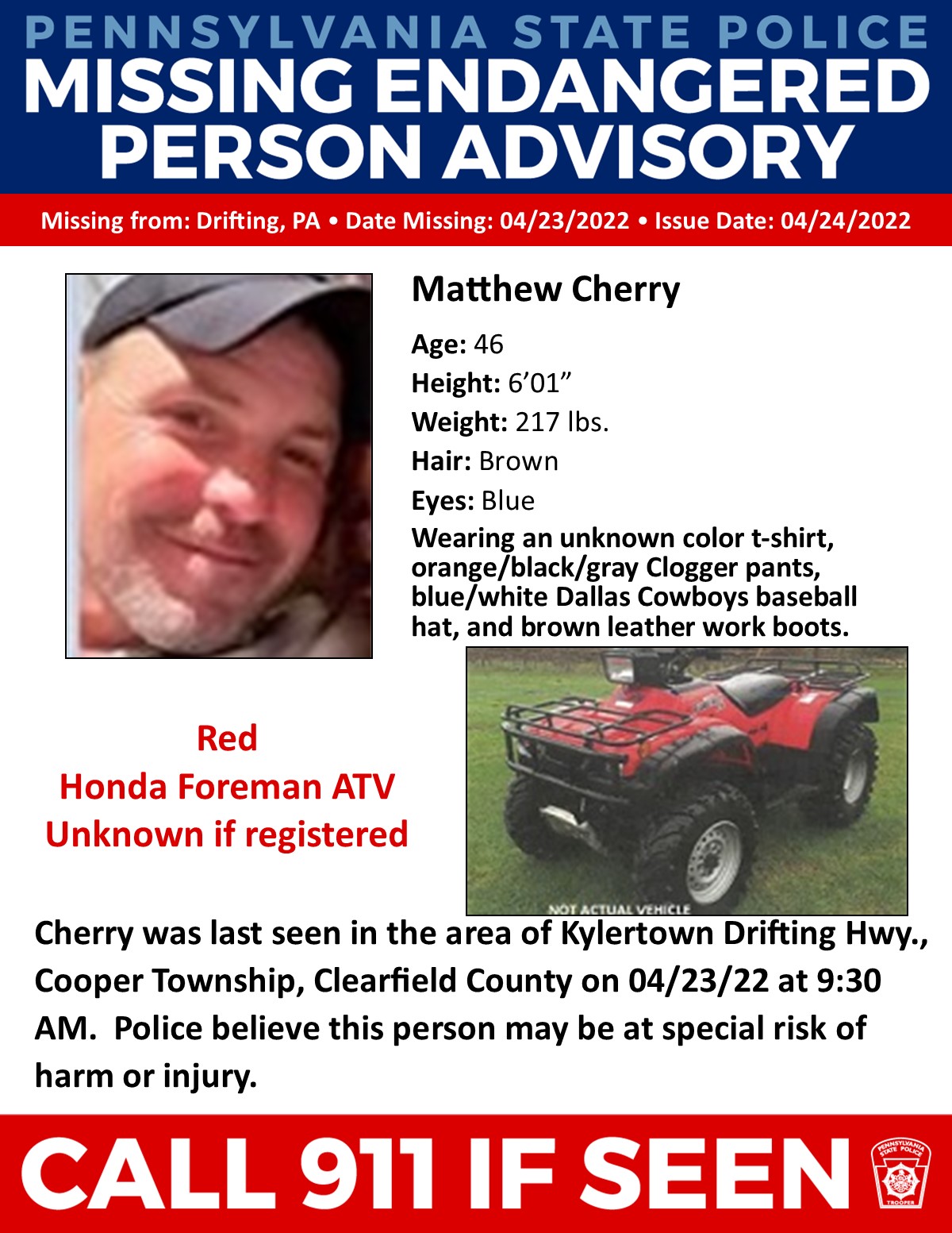 PA State Police on Twitter "CLEARFIELD COUNTY Missing Endangered