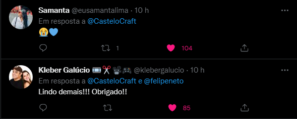CasteloCraft's tweet photo. Esses foram os motivos do meu surto de hoje😭❤️meu coração ta em paz, obrigado por tudo! https://t.co/K5vW48mYDQ