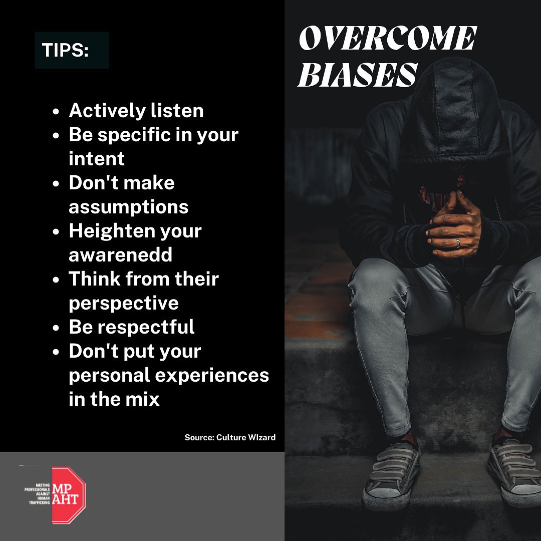 Here are some great tips to consider when conversing with human trafficking survivors and listening to thier stories. It is so important to be empathetic, respectful, and unbiased to fully understand their plight and perspectives. Feel free to share the post!

#mpaht