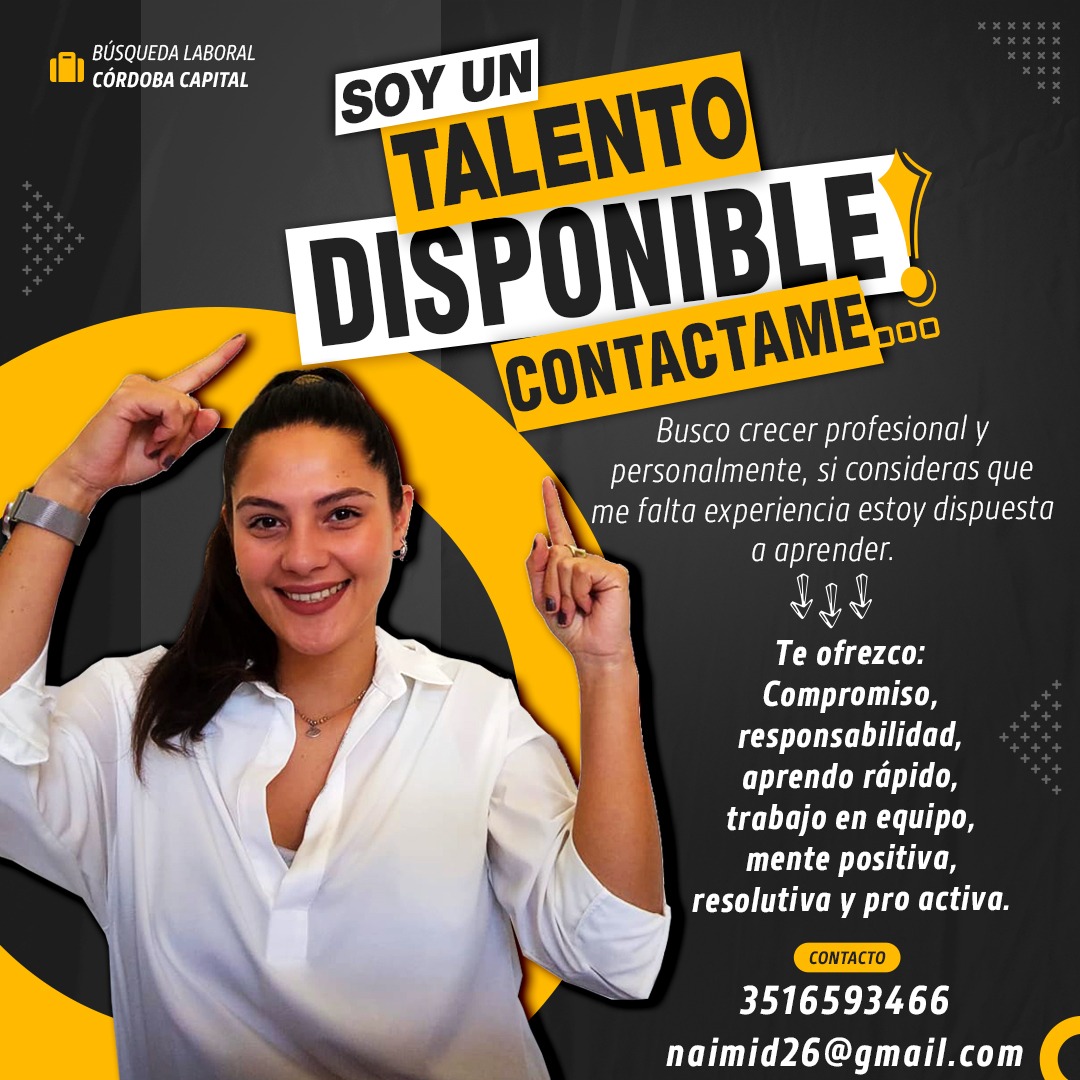 CandeGarzon1's tweet photo. Mi amiga está buscando trabajo! Además de creativa es responsable, autodidacta y se lleva muy bien con los cambios. Ayudala compartiendo su búsqueda🙏🏽 @ElDoce @telefecordoba https://t.co/tPNJIEyJCo