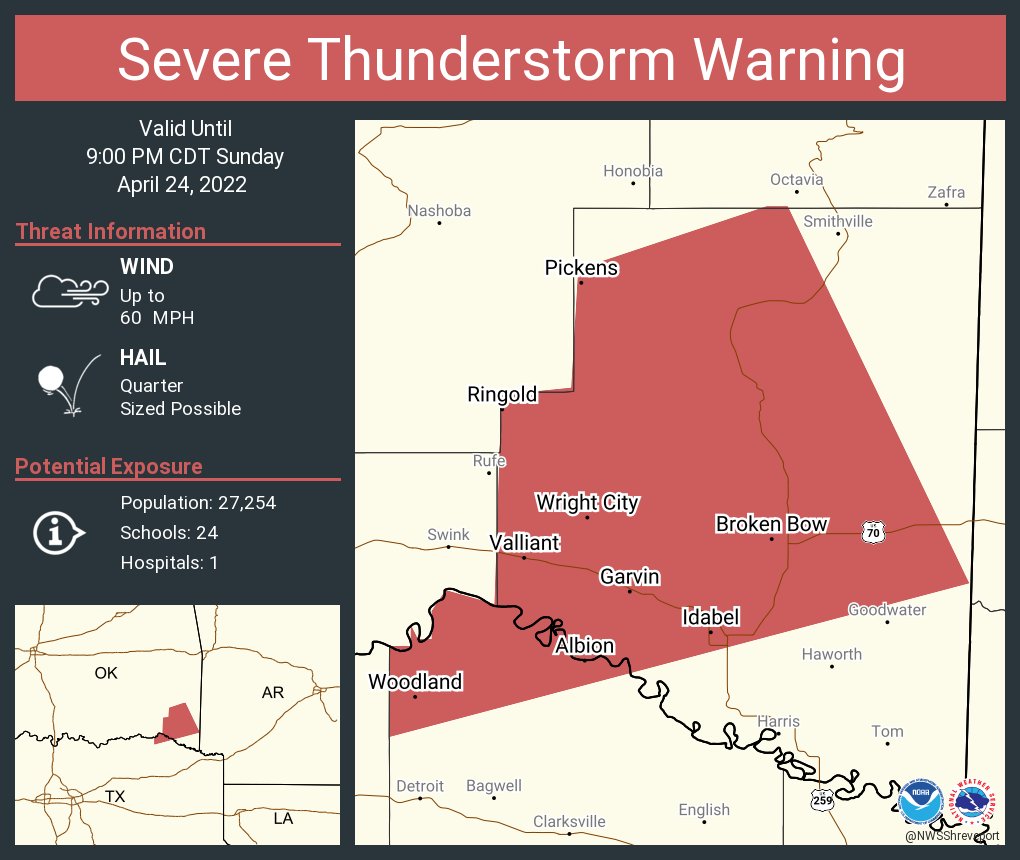 NWS Shreveport on Twitter "Severe Thunderstorm Warning including