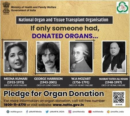 When an Organ Donor donates their heart, kidneys, liver, lungs or any part of their body, it is a heroic act which cannot be doubted. Your health today can mean another life saved tomorrow. 
#OrganDonation 
#SwasthaBharat 
#AmritMahotsav