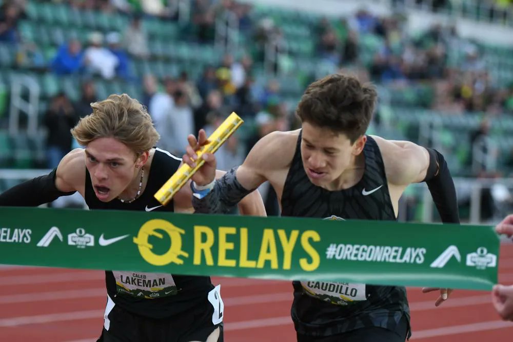 runnerspace's tweet photo. Christopher Caudillo, Dalia Frias Shine On Distance Medley Anchors, Lifting California Teams To Victory at @OregonRelays

📰 https://t.co/hbFluRQQVr https://t.co/cChzhPqoKl
