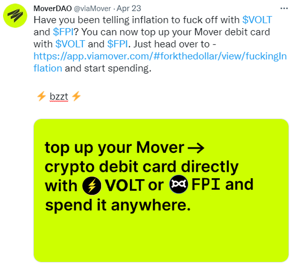 cant wait for this tweet

CPI-Pegged stablecoins: $VOLT $FPI

@viaMover 
@VoltProtocol 
#ForktheDollar