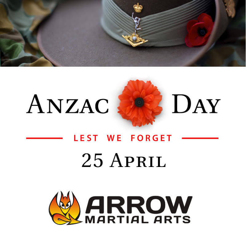 ArrowMartial's tweet photo. At the going down of the sun and in the morning
We will remember them.
('For the Fallen', Laurence Binyon)
Lest We Forget
***
Arrow will be closed on ANZAC Day, Monday 25 Apr. We reopen for classes Wed 27 Apr 🌅 https://t.co/glsyfB7TNG