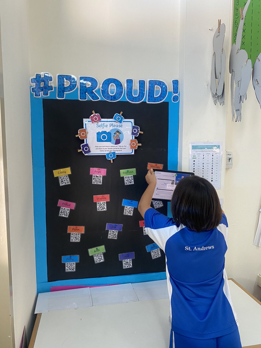 sparrow_ps's tweet photo. @edTechEvans @Seesaw I use @Seesaw to share work with parents. Parents like being kept in the loop and seeing the progress their children are making, especially after being so hands on during online learning. Kids Seesaw codes are on display so they can share easily &amp; the parent feedback is amazing! https://t.co/lsBOgN20X2