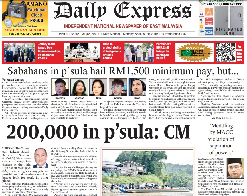 Daily express sabah news today