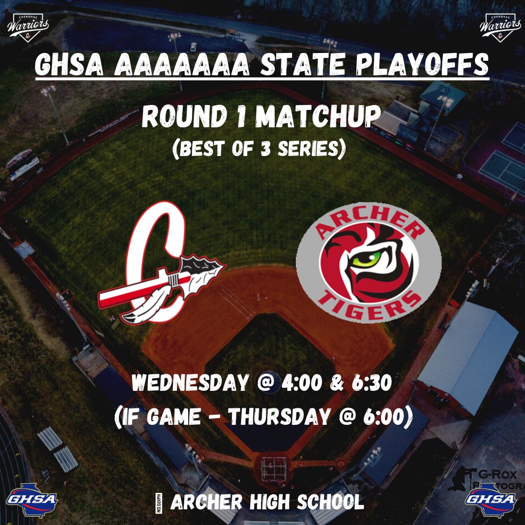 CHSBaseWarriors's tweet photo. First round matchup is set! Your Warriors return to the dance for the second year in a row and will travel to Archer this Wednesday!
It’s showtime! #WJMB https://t.co/4gQxLuZrPD