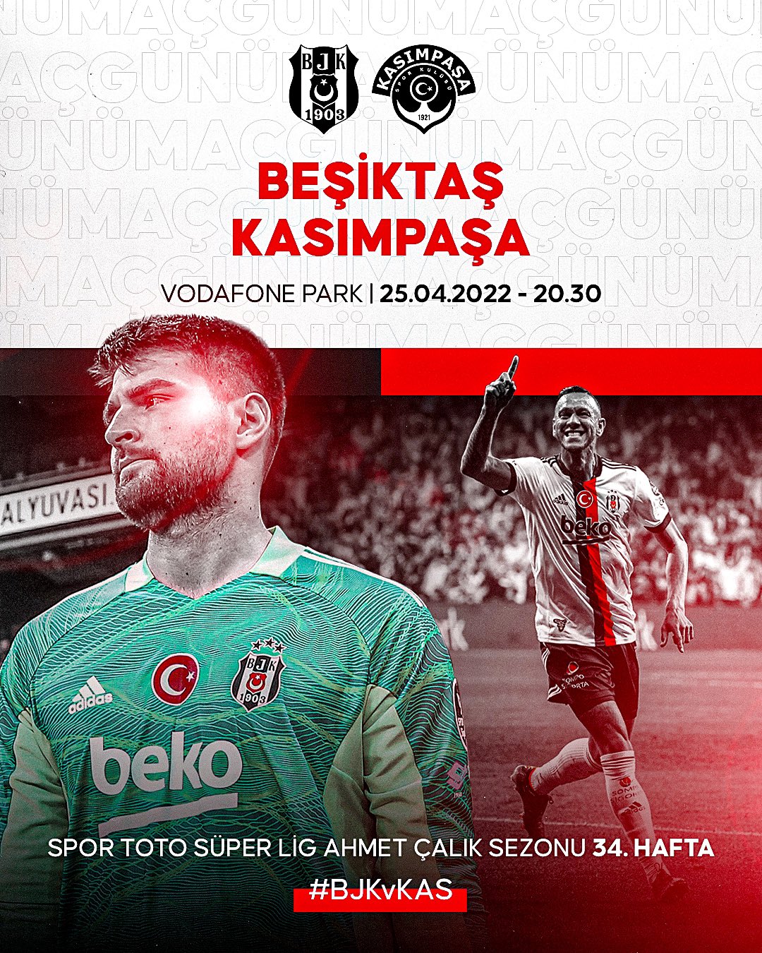 Beşiktaş'ın Kasımpaşa Maçı için Hazırladığı Görsel