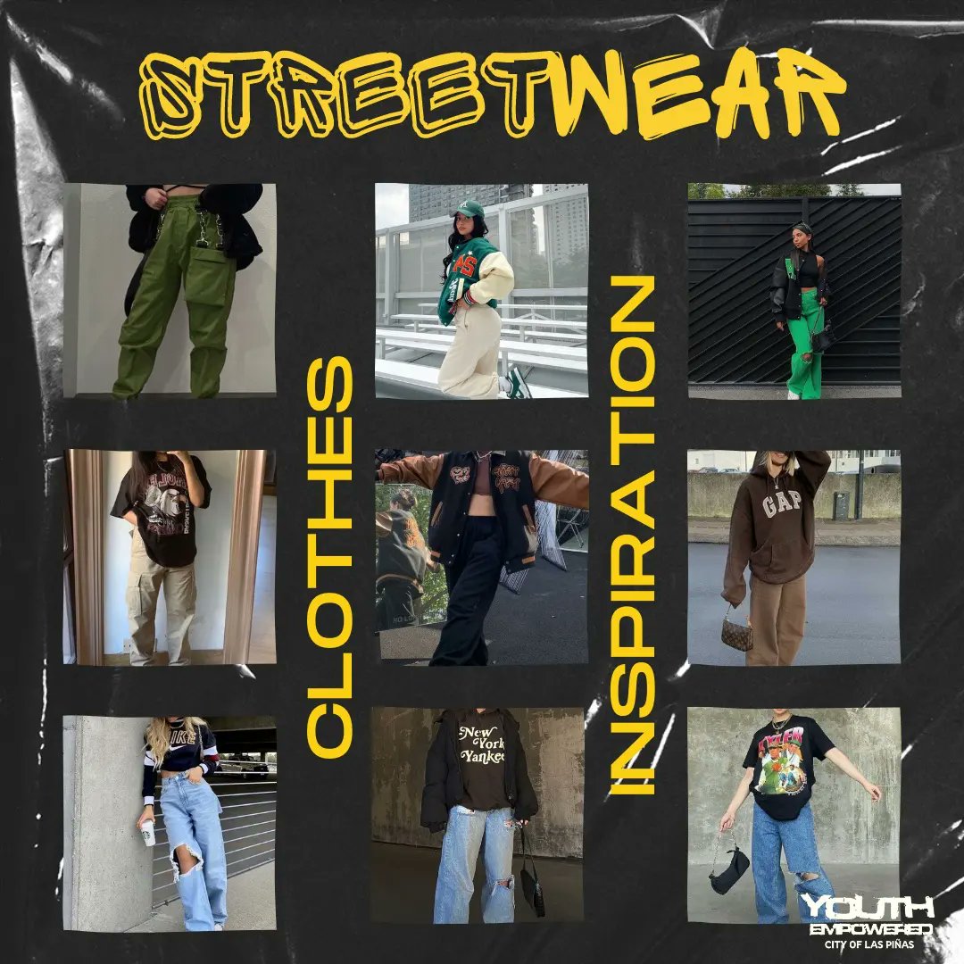 YELaspinas's tweet photo. 5 DAYS TO GO!🥳

Be ready for your best STREETWEAR outfit for our onsite event this coming APRIL 30 - 4 PM, @COG Las Piñas🔥♥️

Be reminded to wear comfortable clothes for our event. You can check below some outfit ideas that you might want to wear. 

SEE YOU!🥳♥️

#YELasPiñas https://t.co/rlWTQHfjll
