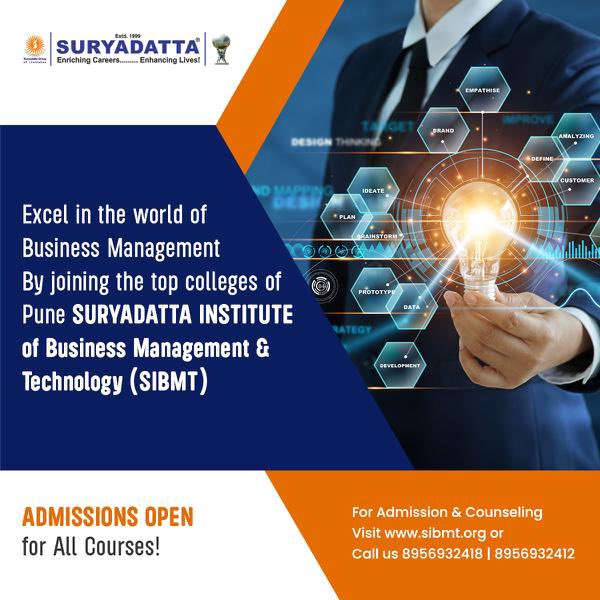 Suryadatta_Pune's tweet photo. Develop your management & leadership skills with the skill-based curriculum of the Suryadatta Institute of Business Management & Technology (SIBMT), one of the top-ranked business colleges in Pune. Admissions are open now!
#sibmt #buisnessmanagement #buisness #buisnessgraduate https://t.co/o1ELx3jafw