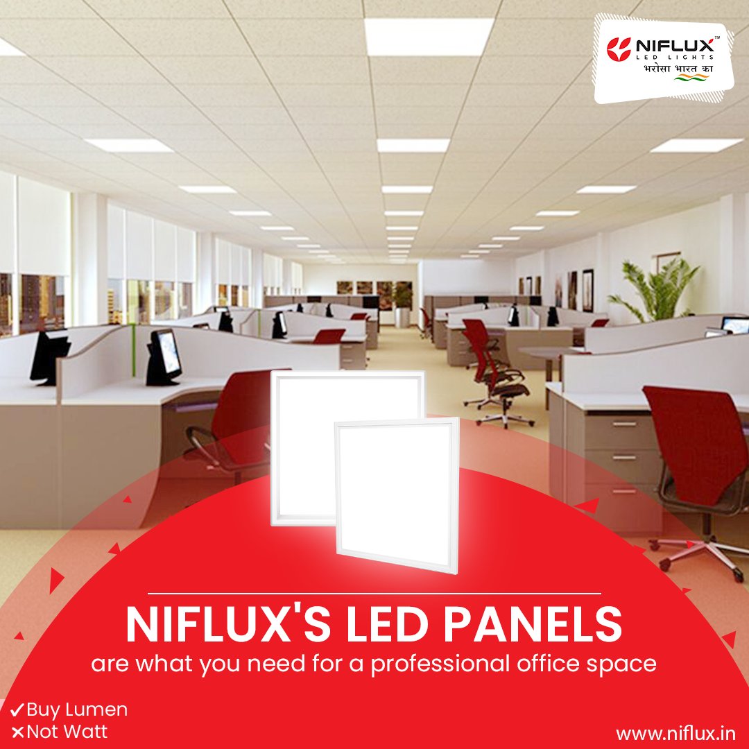 Switch to NiFLUX's LED Panels for optimum lighting in the office space. 

#ledpanels #Led #lights #bulbs #lamp #Nifluxled #niflux #India https://t.co/teBvnr0z8s