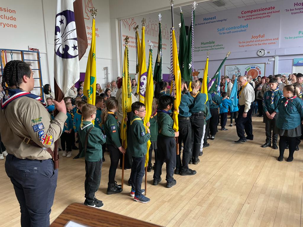 acardall's tweet photo. Fantastic support from @SpitfireScouts for our St George's Day celebration and even better to be able to congratulate our adult members with awards including 3 60 year long service awards...#Scouts #SkillsForLife #gettingbacktogether @BirminghamScout https://t.co/p8MbsXd7Rm