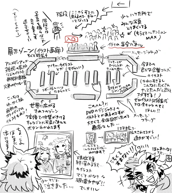 👹祭の思い出…③イラスト画廊レポ
個人的に一番良かったのが展示で、これをゆっくり見れただけでも始発の🚄乗った甲斐があったわ…😭しかし📸NGだったので雰囲気だけでも皆様に伝わればと…もう綺麗にまとめようとしたら時間が経つばかりなので書き殴りですが勢いに任せてます🤣雰囲気で見てください 