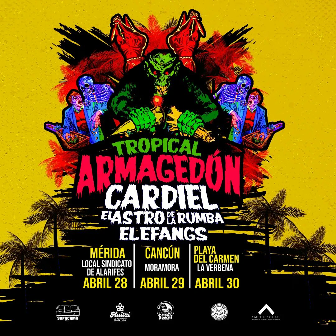 Merida, Cancún y Playa del Carmen nos vemos este 28, 29 y 30 de Abril junto con  <a href="/cardieltheband/">CARDIEL</a> y <a href="/astrorumba/">El Astro de la Rumba</a>