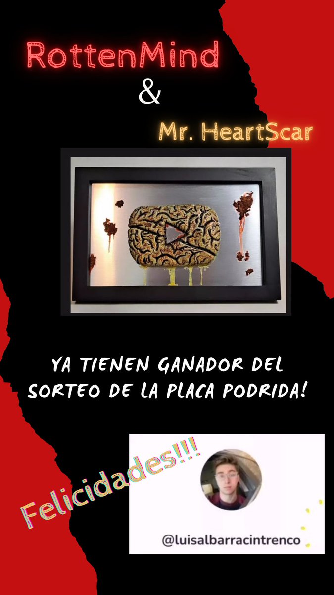 Orquideadeluna's tweet photo. Ya hay GANADOR de la placa de #RottenMind y Mr. HeartScar en #instagram !!! #Felicidades al ganador!
Mira los detalles en https://t.co/qFzVPjmfaS https://t.co/rRShVRQVi6