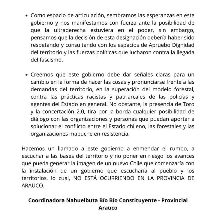 cnbbc21's tweet photo. 📢 COMUNICADO PÚBLICO en relación a la designación del Delegado Presidencial para nuestra Provincia de #Arauco #Cañete #Curanilahue #LosAlamos #Tirua #Contulmo #Lebu https://t.co/8eIBq3blyt
