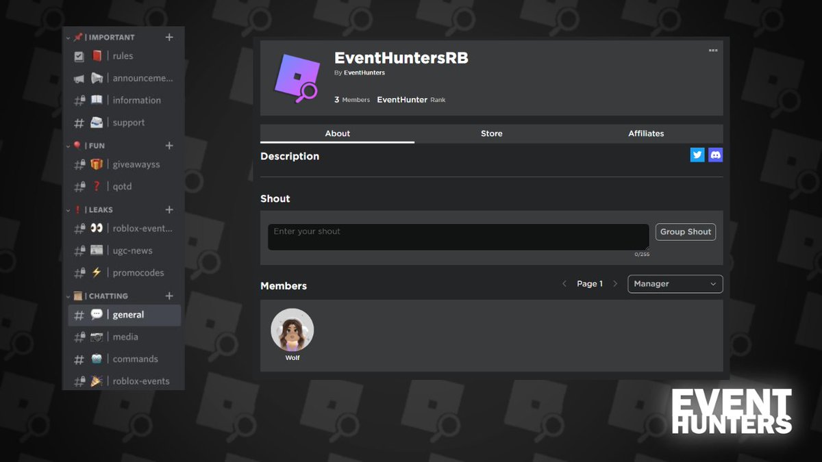 RBXEventHunters's tweet image. Hello there! Welcome to #EventHunters. Everything you need to know about us will be here! We share new things in the discord server before we do it on Twitter. The #Roblox group is just there for you to join!

Discord: discord.gg/VUCPkU7DHP

Group: roblox.com/groups/1469857…