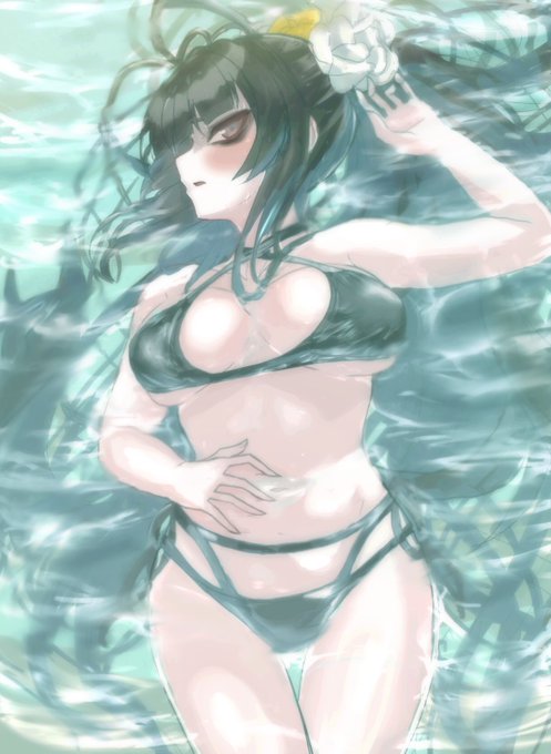 「black bikini solo」 illustration images(Latest)｜2pages