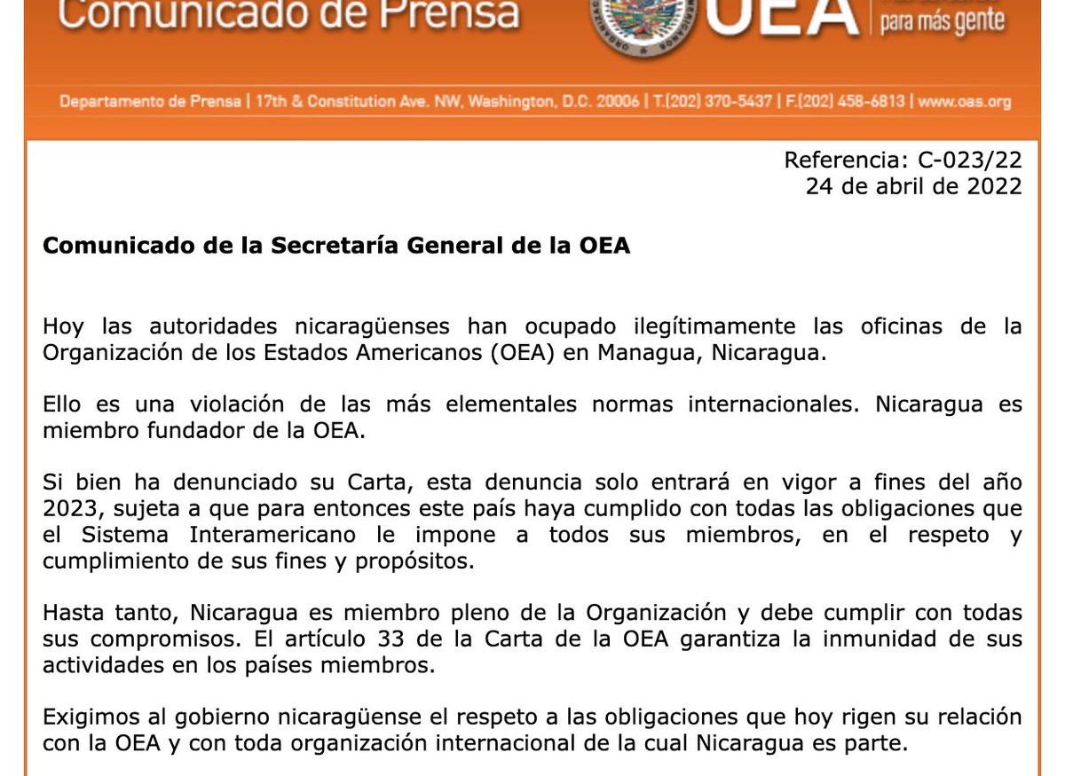 Almagro_OEA2015's tweet image. Comunicado de la Secretaría General de la OEA
👉 bit.ly/3OC9Ohi