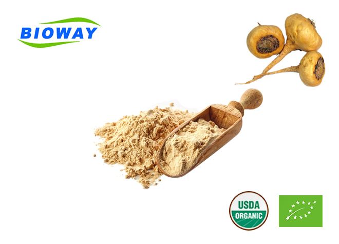 #Organic #Maca #Extract #powder 
Appearance: Light Brown yellow Powder
Active ingredient: #Macamide and #Macaenes
Specification: 4:1,10:1,20:1 or customized man healthcare product material;
Applic: #Functional #Foods #Functional #Beverages #Dietary #Supplements
lina@biowaycn.com