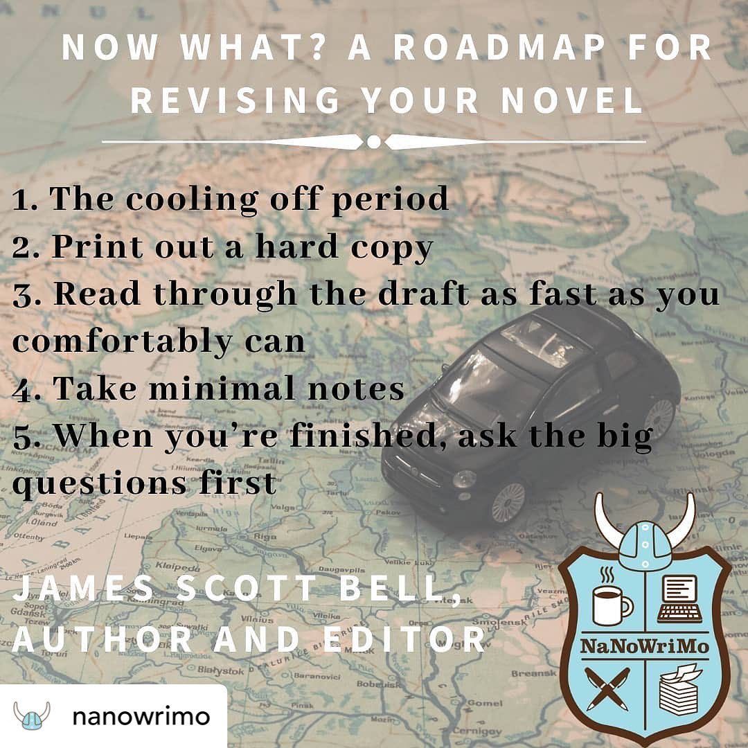 laffarsmith's tweet photo. A Roadmap for Revising Your Novel

1. The cooling off period
2. Print out a hard copy
3. Read through the draft as fast as you comfortably can
4. Take minimal notes
5. When you’re finished, ask the big questions first

#amediting #writersofinstagram #mondaymotivation https://t.co/2YIKOTtXAu
