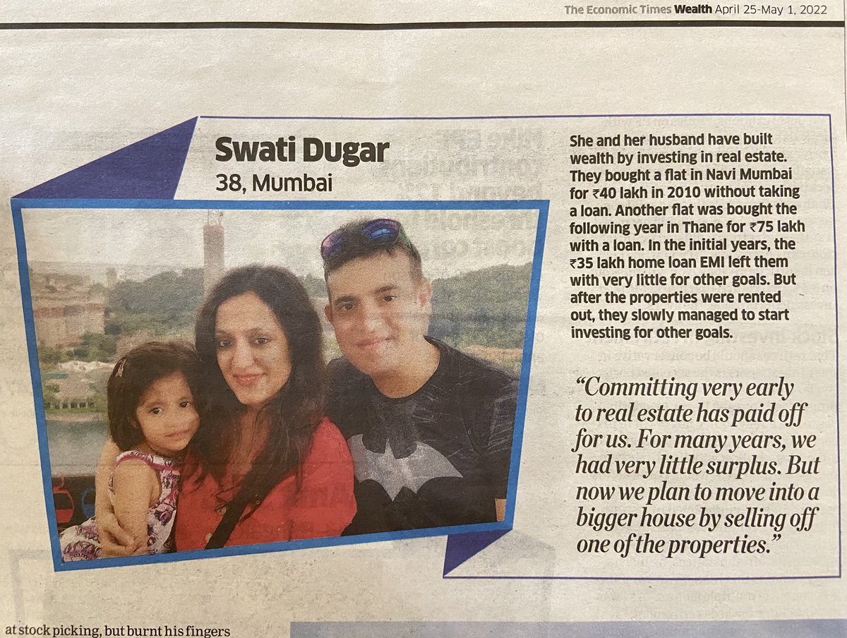 “Committing very early to real estate has paid off for us…” <a href="/swatidugar_/">Swati Dugar</a> ‘s anti consensus advice… anyone who has been telling youngsters not to borrow and buy a house early in life is missing the power of leverage and forced discipline…