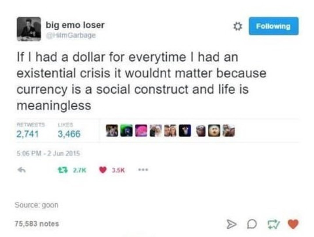 aconsciousWritr's tweet photo. @Shambhavi130 Welcome to Existential crisis🤣🤣🤣 https://t.co/PXlVHUkt1a