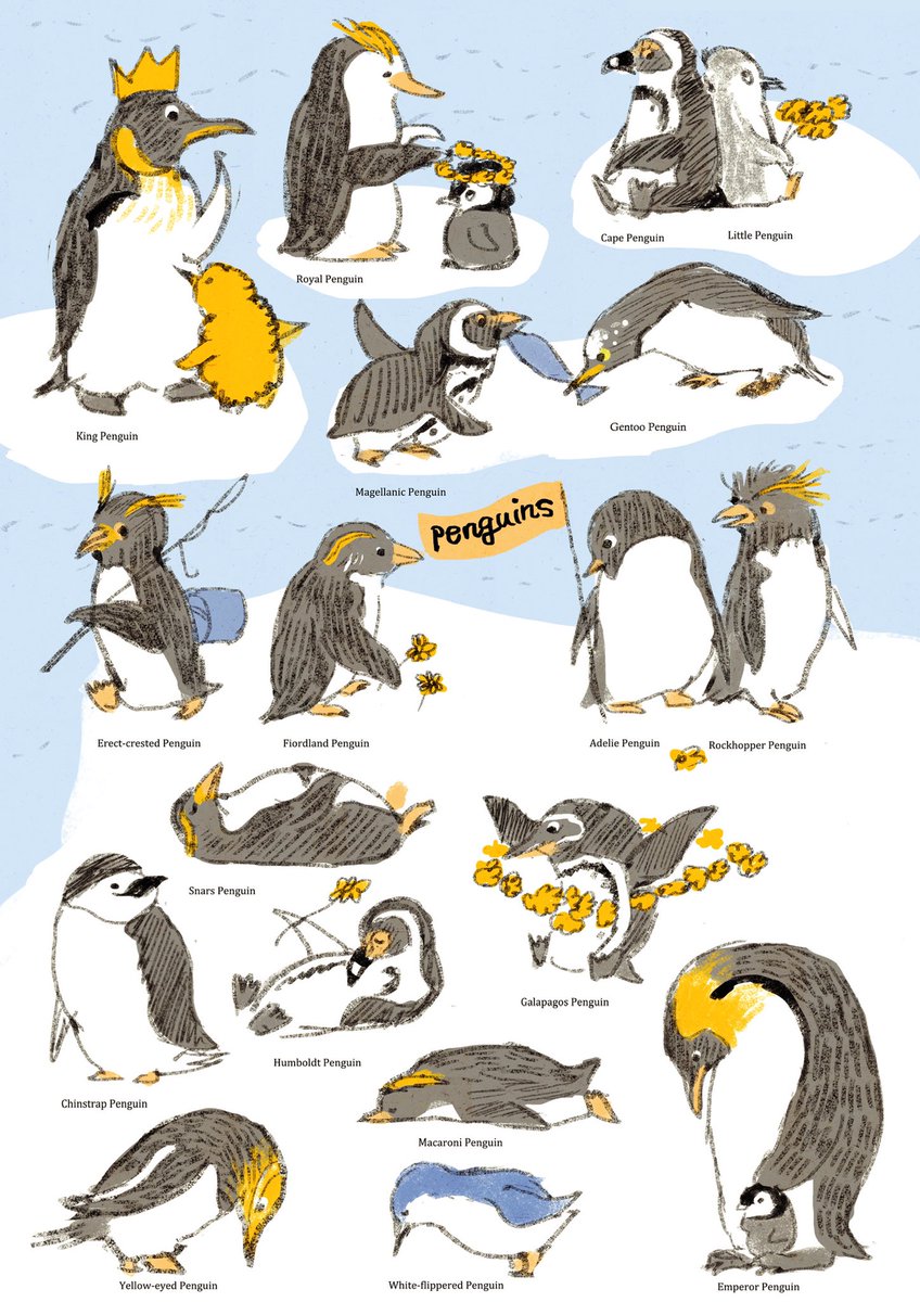 「#世界ペンギンの日 」|ももろ　4／20発売絵本「パンダのパクパクきせつのごはん」のイラスト