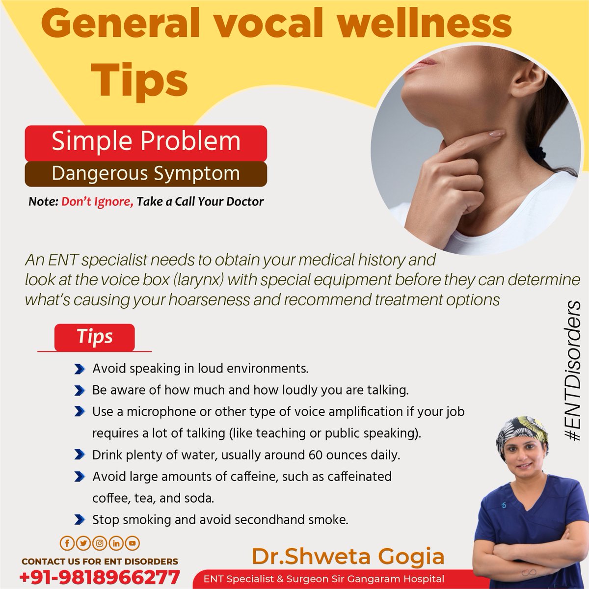 dr_gogia's tweet photo. Why Hoarseness Dangerous
Simple Problem, Dangerous #Symptom
#VoiceChanges
#ENT Disorders
Call For Appointment
+918860395046 https://t.co/hMrGdJLKID