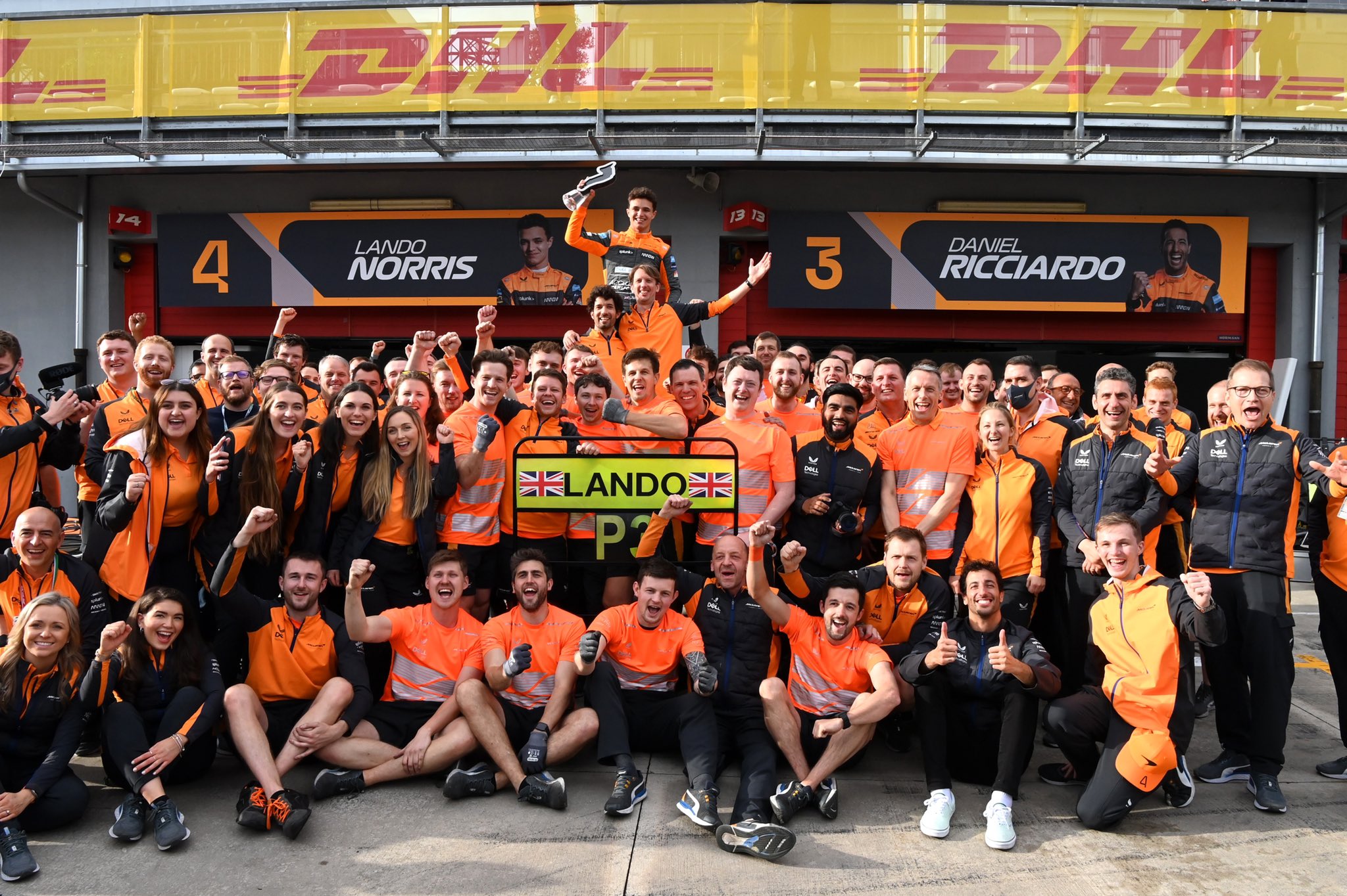 Lando Norris celebrates his podium at the F1 2022 Emilia Romagna Grand Prix