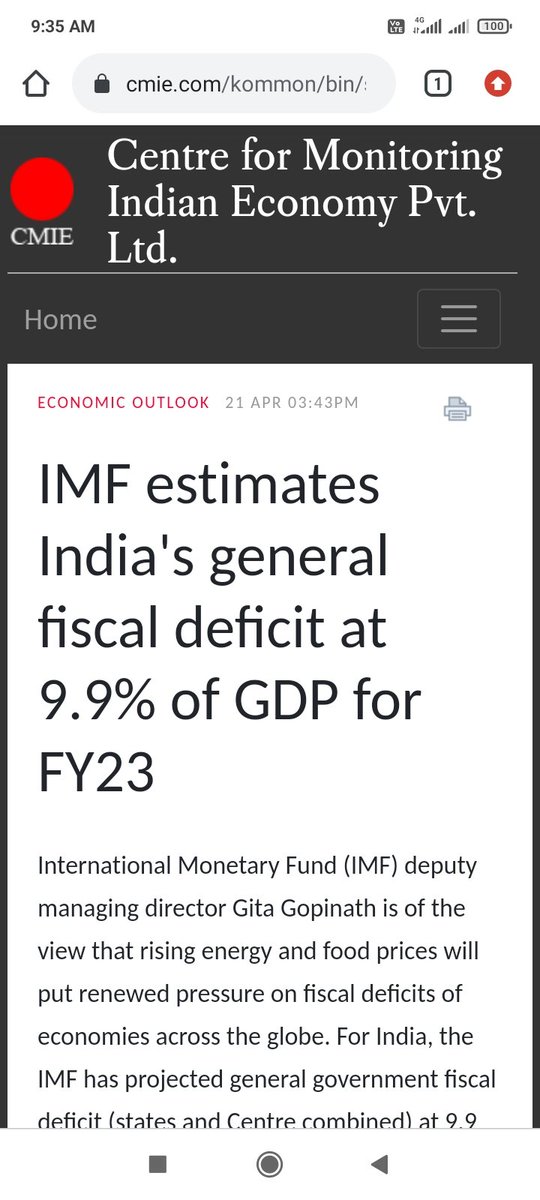 MohdSuaibinc123's tweet photo. भारत सरकार द्वारा FY 22/23 के लिये बजट मे 
#Fiscal_deficit का टारगेट है 6.4% है 
लैकिन #IMF कहता है भारत का फिस्कल डेफिसिट FY 22/23 में 9.9% रहेगा
यांनी आर्थिक रूप से भारत को ये तकडा झटका है  औऱ IMF ने उसमे लिखा है कि जो ये बढ़ रहा है ये #महँगाई बढने के कारण हो रहा है 
@dnetta https://t.co/WFC8A1QMpb