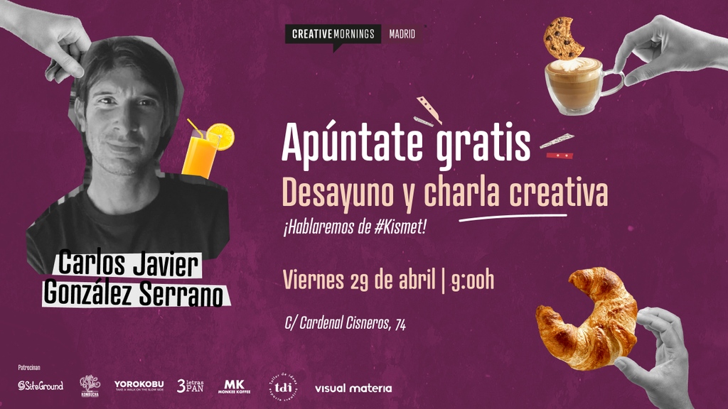 Abiertas las inscripciones del #CreativeMornings de abril. Os esperamos para desayunar rico (y gratis), hacer networking y aprender junto al filósofo y profesor @aspirar_al_uno. Hablaremos sobre #cmKismet.⁠
⁠
🤗 ¡Las plazas son limitadas!⁠
creativemornings.com/talks/carlos-j…