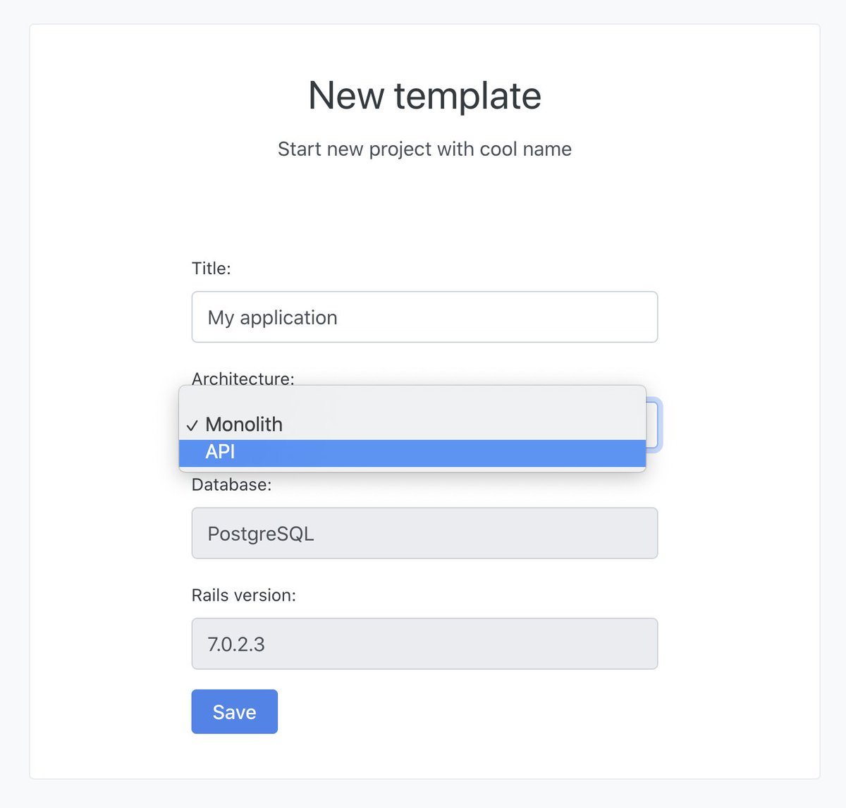 railsformation's tweet photo. You can now select if you want to create a monolithic #Rails application or #API https://t.co/3T9lwDWetB