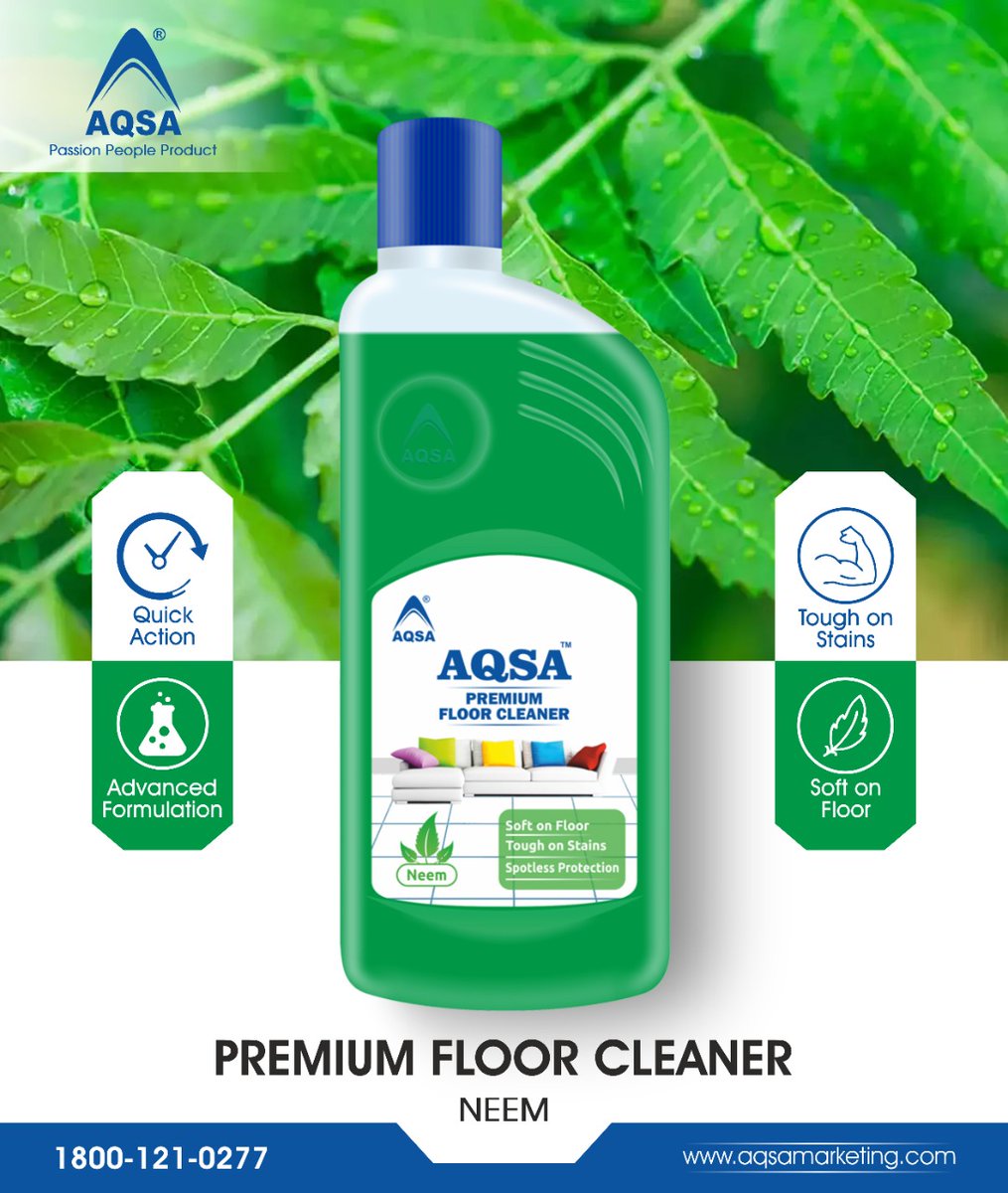 aqsamarketing's tweet photo. PREMIUM FLOOR CLEANER  (NEEM)
AQSA Premium Floor Cleaner is suitable and safe for all kind of washable hard surfaces. This disinfectant floor cleaner effectively removes germs and stains.
#floorcleaner #aqsa #neemfloorcleaner #stainremover #germsprotection https://t.co/M9SJdrFbjH