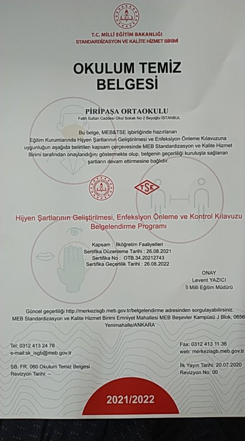 Öğrencilerimizin temiz bir okulda eğitim görmelerini önemsiyoruz.