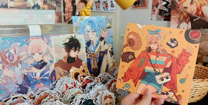 coscarni prints are here! 🥳 i'll bring my usual freebie print too! just waiting for the charms and wooden pins 🤞🤞🤞 