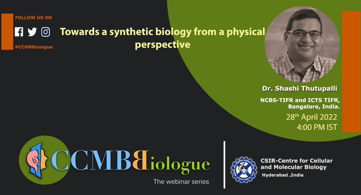 CCMB Biologue (@cbiologue) on Twitter photo And we're back! Join us for an exciting #biologue with <a href="/stpalli/">Shashi Thutupalli</a> on Thursday, 28th April at 4 PM; as he talks about how a synthetic biology approach can be used to explore mechanics and topology! 🧬🧫⚙️
Use the zoom link to tune in👇us06web.zoom.us/j/89019426932 And we're back! Join us for an exciting #biologue with <a href="/stpalli/">Shashi Thutupalli</a> on Thursday, 28th April at 4 PM; as he talks about how a synthetic biology approach can be used to explore mechanics and topology! 🧬🧫⚙️
Use the zoom link to tune in👇us06web.zoom.us/j/89019426932