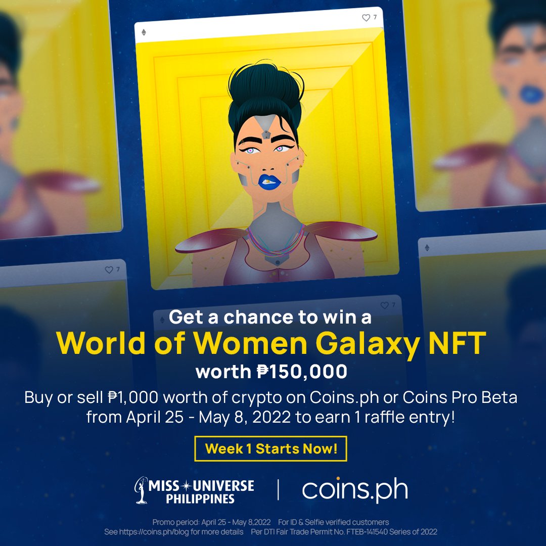coinsph's tweet photo. Rule the universe and the metaverse with Miss Universe Philippines and https://t.co/ehQWvZk9FW! 👑

Read the full T&amp;Cs: https://t.co/cTJd9hRIvE https://t.co/csVLtIumyE