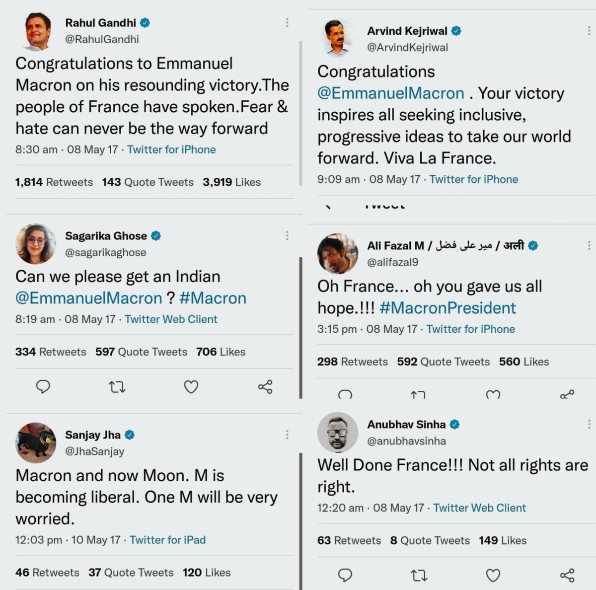 astitvam's tweet photo. Macron has won again but Indian liberals have swallowed Fevicol! Here are their tweets when Macron won the last elections. https://t.co/XzVqMAnPME