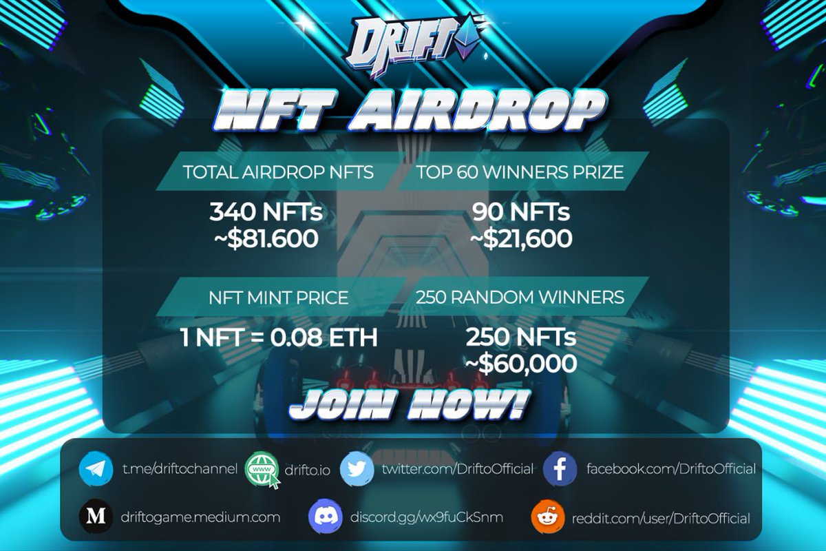 🚀 Airdrop: Drifto
💰 Value: 50,000 $DIFO
👥 Referral: 31,500,000 $DIFO
📅 End Date: 30th April, 2022
🏦 Distribution Date: 1 Month After IDO

Talk with the Telegram Bot
t.me/DriftoAirdropb…

#Airdrop #Crypto #Airdrops #giveaway