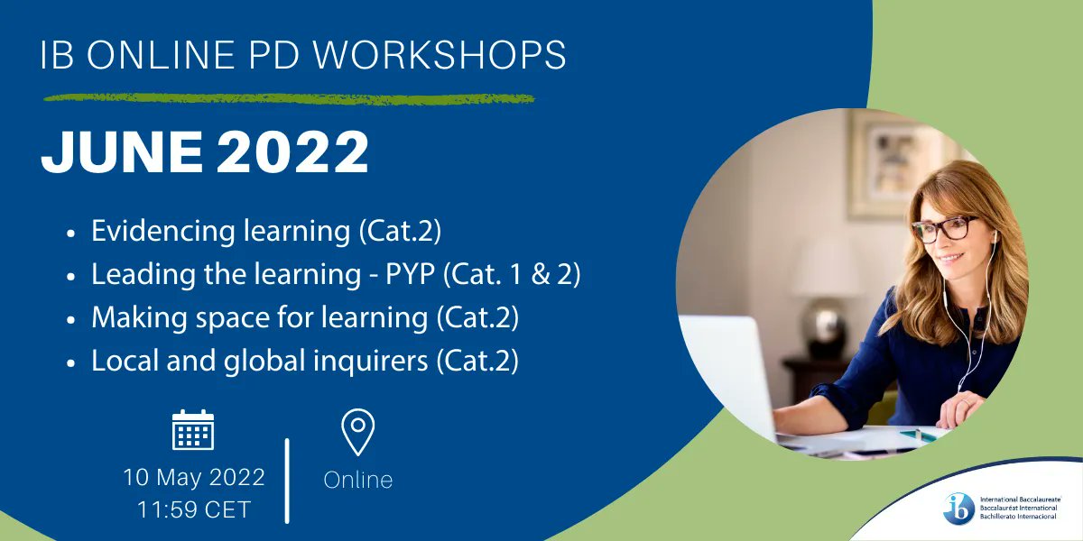 ibpyp's tweet photo. No matter your preference, IB PD has a learning option to meet your needs! For #IBeducators who require flexibility, try registering for June online workshop now. Registration closes 10 May 2022 at 11:59 HAST. https://t.co/REPHOwBeQy https://t.co/3JkUcfLBQQ
