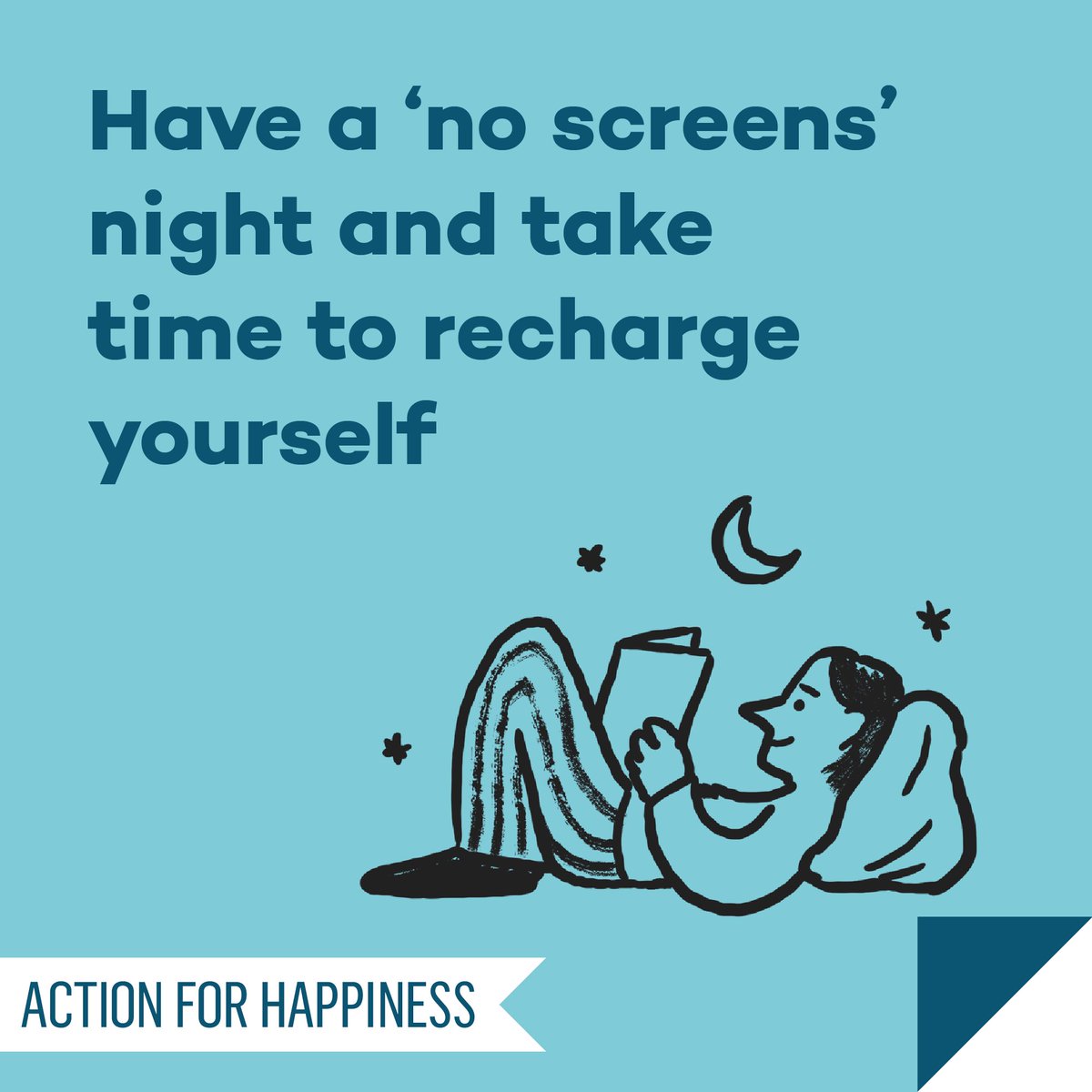 actionhappiness's tweet photo. Active April - Day 25: Have a ‘no screens’ night and take time to recharge yourself https://t.co/7vJLdlFuoI #ActiveApril https://t.co/jUGeBqEHFc