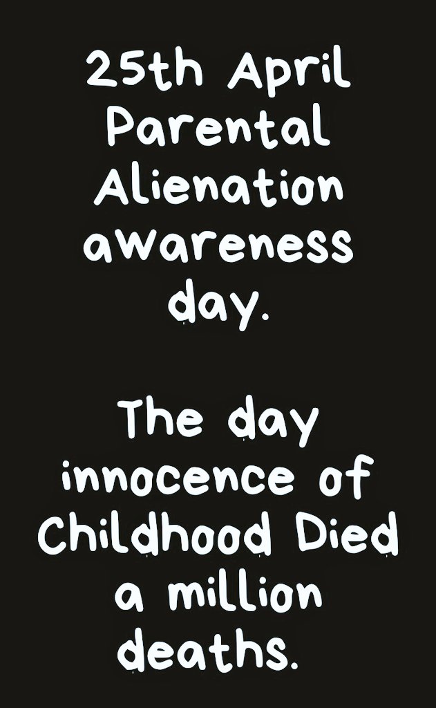 @Mynation_Pinto @UNCRC @KirenRijiju @Raageshwari1 @MohantyOf @MinistryWCD @NCWIndia @UNICEF @UNICEFIndia @CRYINDIA @SavetheChildren @fatherdaughter @AnubhavMohanty_ @AshwiniUpadhyay @jsaideepak 25th April, India & world mourns damage to innocent childhood of lakhs of Children across the country.

#DefendChildRights
#NoParentalAlienation #EqualSharedParenting
#ChildRights #ChildFirst

#ParentalAlienation is #ChildAbuse 
Mandate #SharedParenting #NaturalParenting
