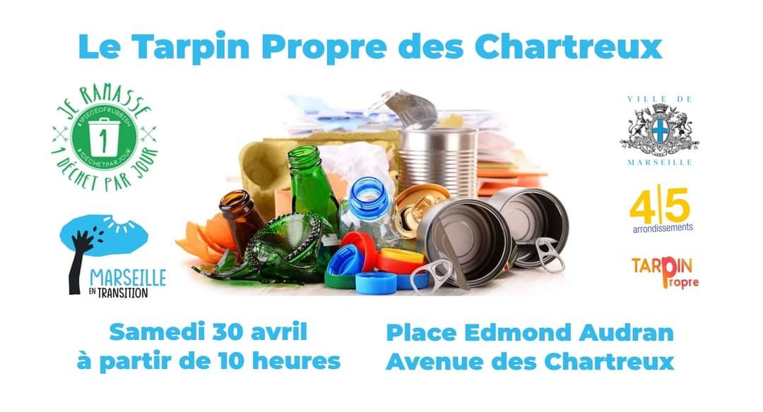 MarsTransition's tweet photo. Envie de redonner à nos espaces un air de propreté ?
Dans le cadre de l'événement Tarpin Propre, 1 Déchet par jour et Marseille en Transition organisent un grand ramassage de déchets sur la place des Chartreux le samedi 30 avril à partir de 10h !

Venez nombreux·ses en famille 😘 https://t.co/DpGVqgI2dw