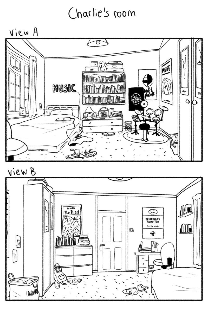 aledslost's tweet photo. i think my favourite little detail of charlie’s room will always be the brideshead revisited poster, an iconic book with queer subtext. it’s just so fitting i love it so much everything in charlie’s room is so meaningful and reflects him so much :’) https://t.co/UggiBUAHQm