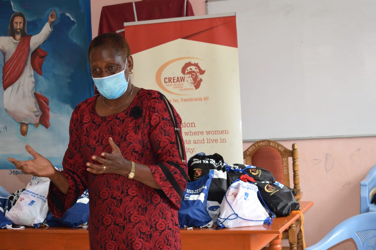 As part of CREAW's #COVID19 response, we continue to support school going #girls with menstrual &amp; sanitation supplies &amp; educating young girls about menstrual health and hygiene management. This helps in addressing the #SRHR needs of women &amp; girls in their diversities. 

#WithHer